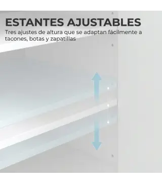 Mueble Zapatero con 1 Cajón y 5 Estantes Armario para Zapatos Estantes Ajustables 12-15 Pares 62,5x35x95 cm Blanco