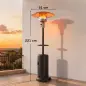 Estufa de Gas Butano 13 kW con Mesa Ø40 cm Regulación Continua del Calor Antivuelco Encendido Piezoeléctrico y Ruedas