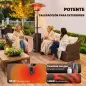 Estufa de Gas Butano 13 kW con Mesa Ø40 cm Regulación Continua del Calor Antivuelco Encendido Piezoeléctrico y Ruedas