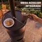 Estufa de Gas Butano 13 kW con Mesa Ø40 cm Regulación Continua del Calor Antivuelco Encendido Piezoeléctrico y Ruedas