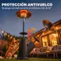 Estufa de Gas Butano 13 kW con Mesa Ø40 cm Regulación Continua del Calor Antivuelco Encendido Piezoeléctrico y Ruedas
