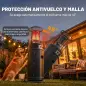 Estufa de Gas para Terraza 11 kW con Regulación Continua Rejilla Protectora Antivuelco y 2 Ruedas Negro Estufa de Gas para Terraza 11 kW con Regulación Continua Rejilla Protectora Antivuelco y 2 Ruedas Negro