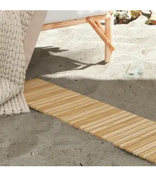 Camino de Jardín de Madera 120x38 cm Pasarela Recta Enrollable para Exteriores Resistente a la Intemperie Natural