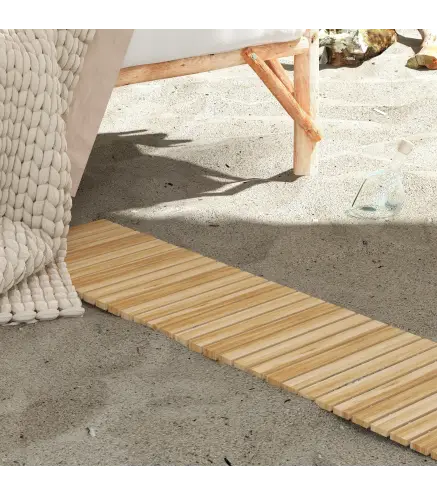 Camino de Jardín de Madera 120x38 cm Pasarela Recta Enrollable para Exteriores Resistente a la Intemperie Natural