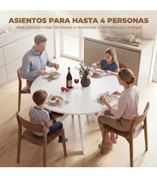 Mesa de Comedor Redonda para 4 Personas con Estructura de Acero Ø120x75 cm Blanco