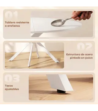 Mesa de Comedor Redonda para 4 Personas con Estructura de Acero Ø120x75 cm Blanco