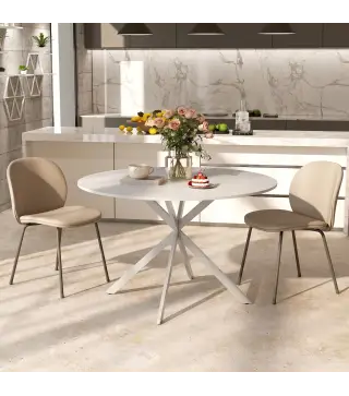 Mesa de Comedor Redonda para 4 Personas con Estructura de Acero Ø120x75 cm Blanco
