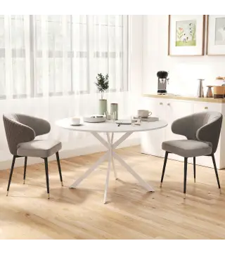 Mesa de Comedor Redonda para 4 Personas con Estructura de Acero Ø120x75 cm Blanco
