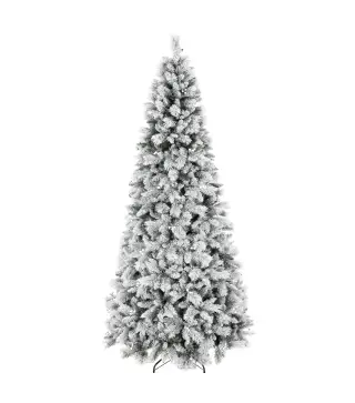 Árbol de Navidad Artificial 270 cm con 1507 Ramas Base Metálica Plegable Montaje Rápido para Salón Interior Blanco