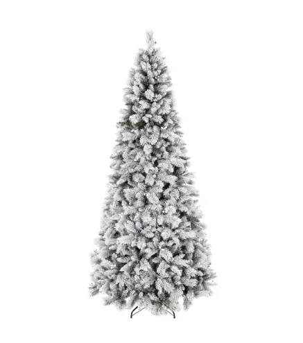 Árbol de Navidad Artificial 270 cm con 1507 Ramas Base Metálica Plegable Montaje Rápido para Salón Interior Blanco