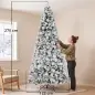 Árbol de Navidad Artificial 270 cm con 1507 Ramas Base Metálica Plegable Montaje Rápido para Salón Interior Blanco