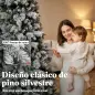 Árbol de Navidad Artificial 270 cm con 1507 Ramas Base Metálica Plegable Montaje Rápido para Salón Interior Blanco