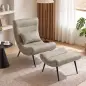 Sillón con Reposapiés Asiento Ancho Cojín Lumbar y Respaldo Curvo Tapizado en Leathaire Patas de Acero Blanco Crema Sillón con Reposapiés Asiento Ancho Cojín Lumbar y Respaldo Curvo Tapizado en Leathaire Patas de Acero Blanco Crema