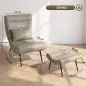 Sillón con Reposapiés Asiento Ancho Cojín Lumbar y Respaldo Curvo Tapizado en Leathaire Patas de Acero Blanco Crema Sillón con Reposapiés Asiento Ancho Cojín Lumbar y Respaldo Curvo Tapizado en Leathaire Patas de Acero Blanco Crema