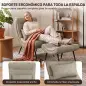 Sillón con Reposapiés Asiento Ancho Cojín Lumbar y Respaldo Curvo Tapizado en Leathaire Patas de Acero Blanco Crema Sillón con Reposapiés Asiento Ancho Cojín Lumbar y Respaldo Curvo Tapizado en Leathaire Patas de Acero Blanco Crema