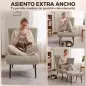 Sillón con Reposapiés Asiento Ancho Cojín Lumbar y Respaldo Curvo Tapizado en Leathaire Patas de Acero Blanco Crema Sillón con Reposapiés Asiento Ancho Cojín Lumbar y Respaldo Curvo Tapizado en Leathaire Patas de Acero Blanco Crema