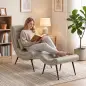 Sillón con Reposapiés Asiento Ancho Cojín Lumbar y Respaldo Curvo Tapizado en Leathaire Patas de Acero Blanco Crema Sillón con Reposapiés Asiento Ancho Cojín Lumbar y Respaldo Curvo Tapizado en Leathaire Patas de Acero Blanco Crema