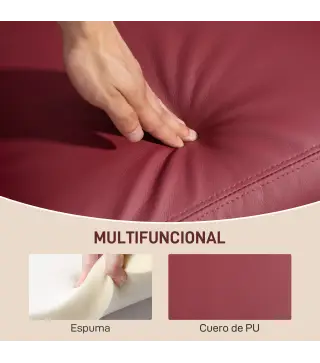 Sillón de Masaje Reclinable con Mando a Distancia Bolsillo Lateral y Temporizador Tapizado en PU 68x88x98cm Rojo Burdeos