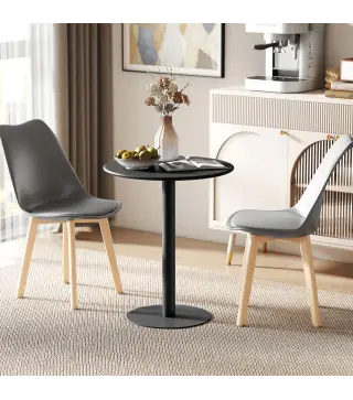 Mesa de Comedor Redonda para 2 Personas Mesa de Cocina de Acero para Interior y Exterior Ø60x72 cm Negro