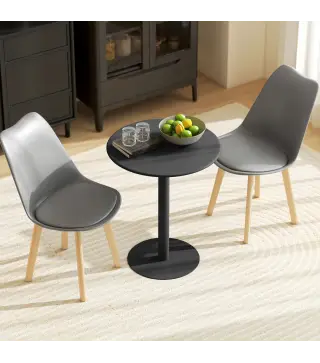 Mesa de Comedor Redonda para 2 Personas Mesa de Cocina de Acero para Interior y Exterior Ø60x72 cm Negro