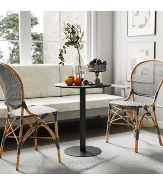Mesa de Comedor Redonda para 2 Personas Mesa de Cocina de Acero para Interior y Exterior Ø60x72 cm Negro