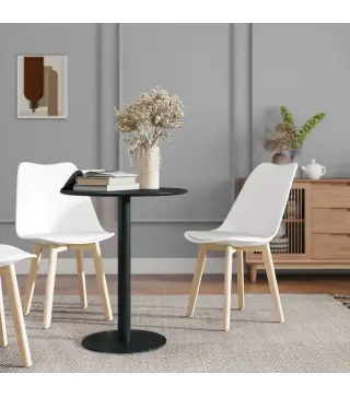 Mesa de Comedor Redonda para 2 Personas Mesa de Cocina de Acero para Interior y Exterior Ø60x72 cm Negro