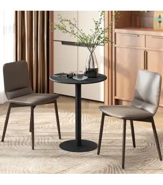 Mesa de Comedor Redonda para 2 Personas Mesa de Cocina de Acero para Interior y Exterior Ø60x72 cm Negro