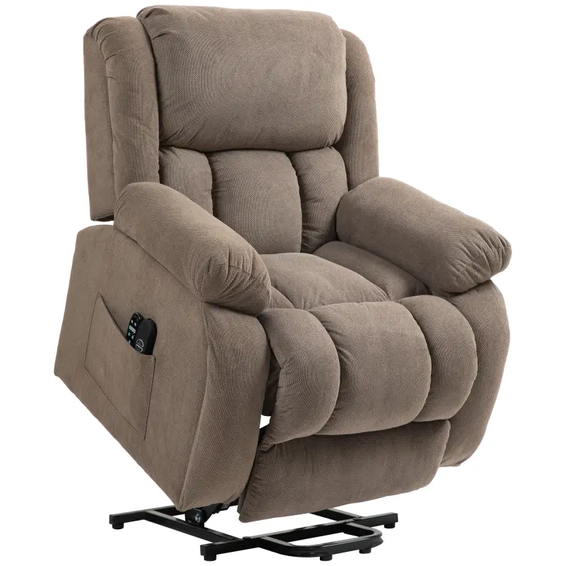 Sillón Relax Reclinable Eléctrico Levanta Personas Masaje Vibratorio y Calor Asiento Ancho Puerto USB Bolsillos Marrón Sillón Relax Reclinable Eléctrico Levanta Personas Masaje Vibratorio y Calor Asiento Ancho Puerto USB Bolsillos Marrón