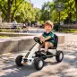 Go Kart para Niños de +3 Años con Asiento Ajustable Volante Freno Manual Marco de Aluminio y Acero Carga 30 kg Blanco