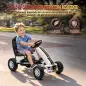 Go Kart para Niños de +3 Años con Asiento Ajustable Volante Freno Manual Marco de Aluminio y Acero Carga 30 kg Blanco