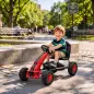 Go Kart para Niños de +3 Años con Asiento Ajustable Volante Freno Manual Marco de Aluminio y Acero Carga 30 kg Rojo