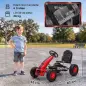 Go Kart para Niños de +3 Años con Asiento Ajustable Volante Freno Manual Marco de Aluminio y Acero Carga 30 kg Rojo