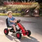 Go Kart para Niños de +3 Años con Asiento Ajustable Volante Freno Manual Marco de Aluminio y Acero Carga 30 kg Rojo
