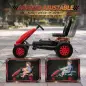 Go Kart para Niños de +3 Años con Asiento Ajustable Volante Freno Manual Marco de Aluminio y Acero Carga 30 kg Rojo