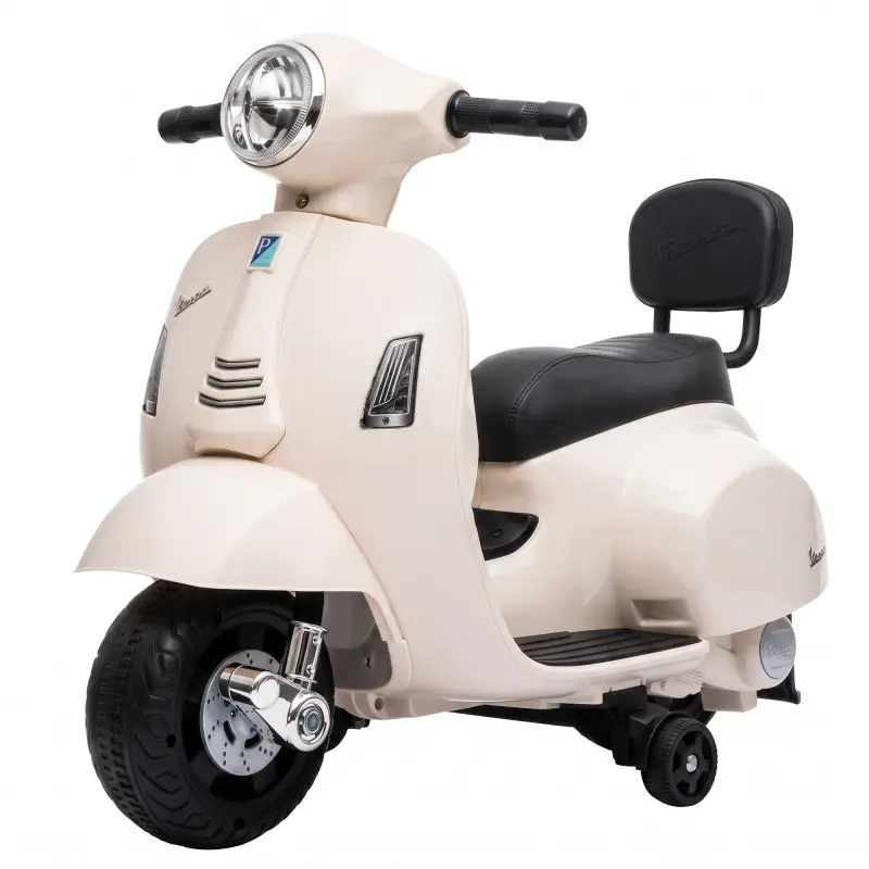 Moto Eléctrica para Niños Licencia Mini Vespa GTS 2 Ruedas Auxiliares Batería de Litio Faro Bocina Respaldo Blanco Moto Eléctrica para Niños Licencia Mini Vespa GTS 2 Ruedas Auxiliares Batería de Litio Faro Bocina Respaldo Blanco