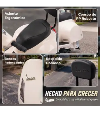 Moto Eléctrica para Niños Licencia Mini Vespa GTS 2 Ruedas Auxiliares Batería de Litio Faro Bocina Respaldo Blanco
