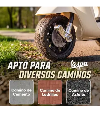 Moto Eléctrica para Niños Licencia Mini Vespa GTS 2 Ruedas Auxiliares Batería de Litio Faro Bocina Respaldo Blanco