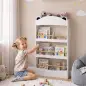 Librería Infantil de Pared de 4 Niveles Estantería para Libros Diseño de Osito para Dormitorio de 3 a 8 Años Blanco