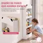 Librería Infantil de Pared de 4 Niveles Estantería para Libros Diseño de Osito para Dormitorio de 3 a 8 Años Blanco