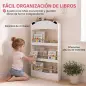 Librería Infantil de Pared de 4 Niveles Estantería para Libros Diseño de Osito para Dormitorio de 3 a 8 Años Blanco