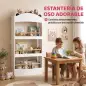 Librería Infantil de Pared de 4 Niveles Estantería para Libros Diseño de Osito para Dormitorio de 3 a 8 Años Blanco