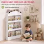 Librería Infantil de Pared de 4 Niveles Estantería para Libros Diseño de Osito para Dormitorio de 3 a 8 Años Blanco