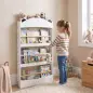 Librería Infantil de Pared de 4 Niveles Estantería para Libros Diseño de Osito para Dormitorio de 3 a 8 Años Blanco