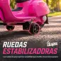 Moto Eléctrica para Niños Licencia Mini Vespa GTS 2 Ruedas Auxiliares Batería de Litio Faro Bocina Respaldo Rosa