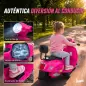 Moto Eléctrica para Niños Licencia Mini Vespa GTS 2 Ruedas Auxiliares Batería de Litio Faro Bocina Respaldo Rosa