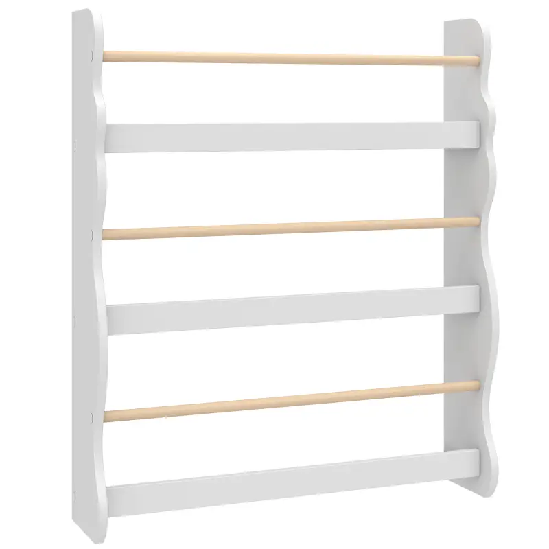 Librería Infantil de Pared de 3 Niveles Estantería para Libros para Dormitorio Guardería de 3 a 8 Años Blanco