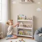 Librería Infantil de Pared de 3 Niveles Estantería para Libros para Dormitorio Guardería de 3 a 8 Años Blanco