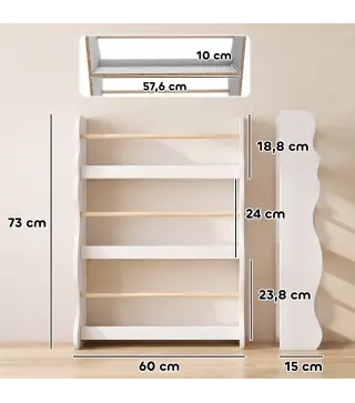 Librería Infantil de Pared de 3 Niveles Estantería para Libros para Dormitorio Guardería de 3 a 8 Años Blanco