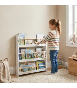 Librería Infantil de Pared de 3 Niveles Estantería para Libros para Dormitorio Guardería de 3 a 8 Años Blanco