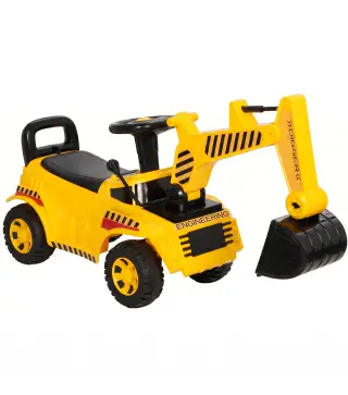 Excavadora sin Pedales Juguete con Casco de Seguridad Excavadora Correpasillos con Brazo Excavador 1 a 4 Años Amarillo